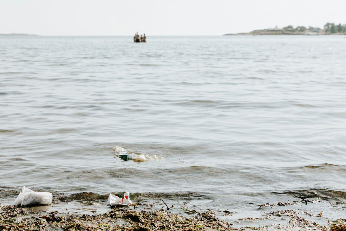 Skräp i vattenbrynet. Foto: Emma Grann