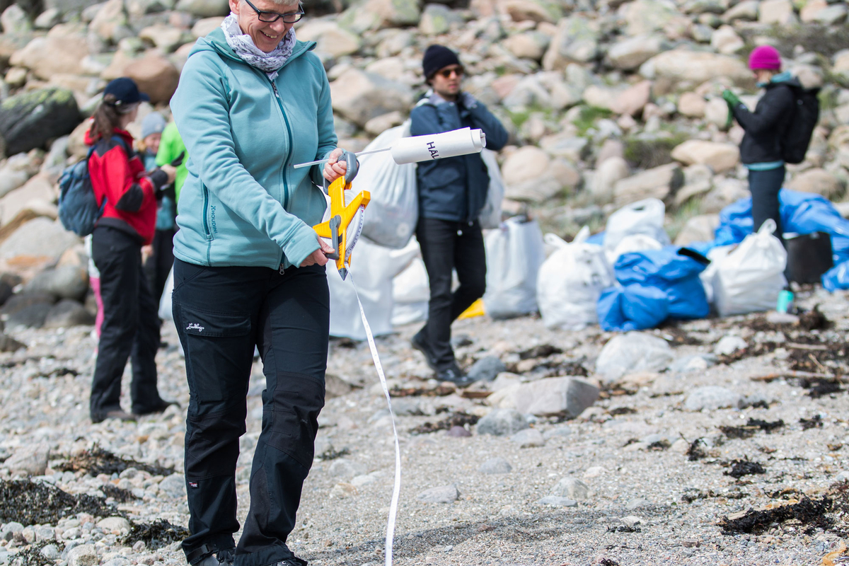 Skräpmätning pågår på strand under Kusträddarna 2019. Foto: Louise Johansson