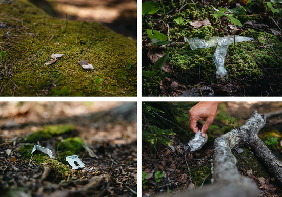 samlingsbild fyra vanliga skräp i naturen